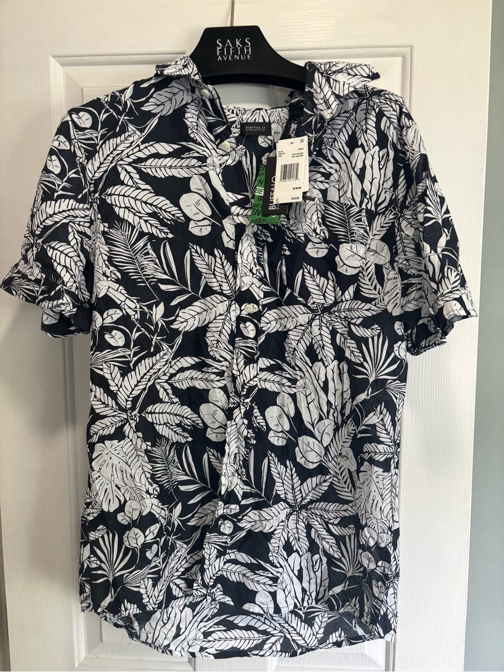 🎉NWT BUFFULO~DAVID BRITTON  NAVY/WHITE BUTTON DOWN~SIZE MEDIUM